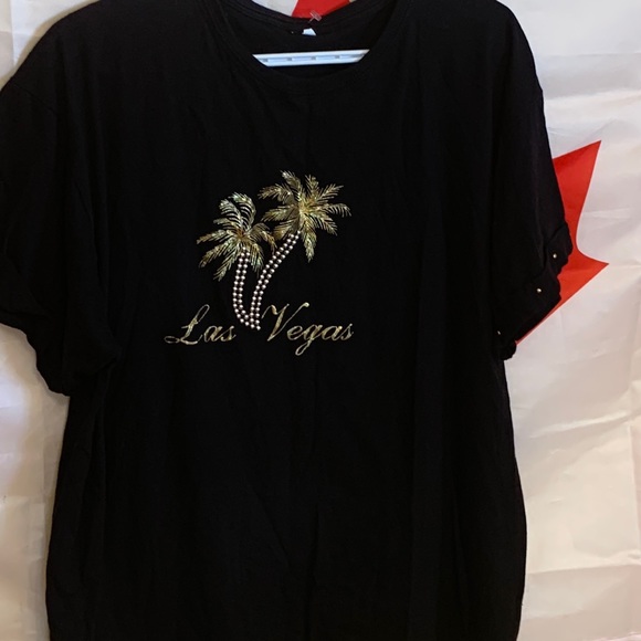 Vintage black cotton gold studded Las Vegas T-shirt with palm trees • Size XL - Picture 2 of 3